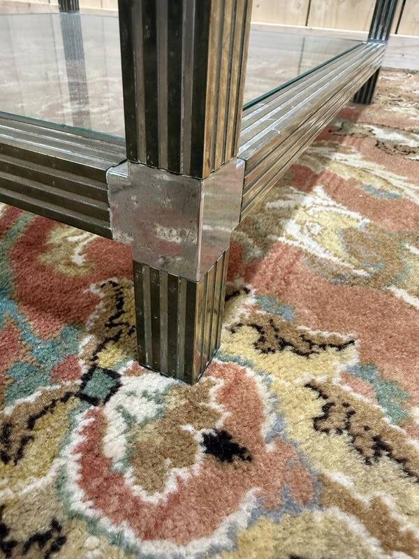 Table basse - Bout de canapé 1970 en métal chromé et verre