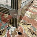 Table basse - Bout de canapé 1970 en métal chromé et verre