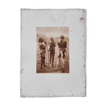 Old photogravure, 1930, Maasai hunters