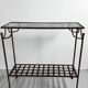 Console en fer forgé et verre, étagère treillis – vintage 70/80