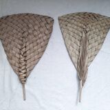 Set of 5 African fans woven in vegetable fiber, from Togo