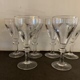6 verres à pied anciens et soufflés à porto ou liqueur