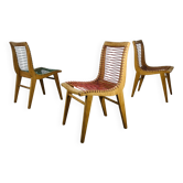3 Louis Sognot scoubidou chairs from the 1950s