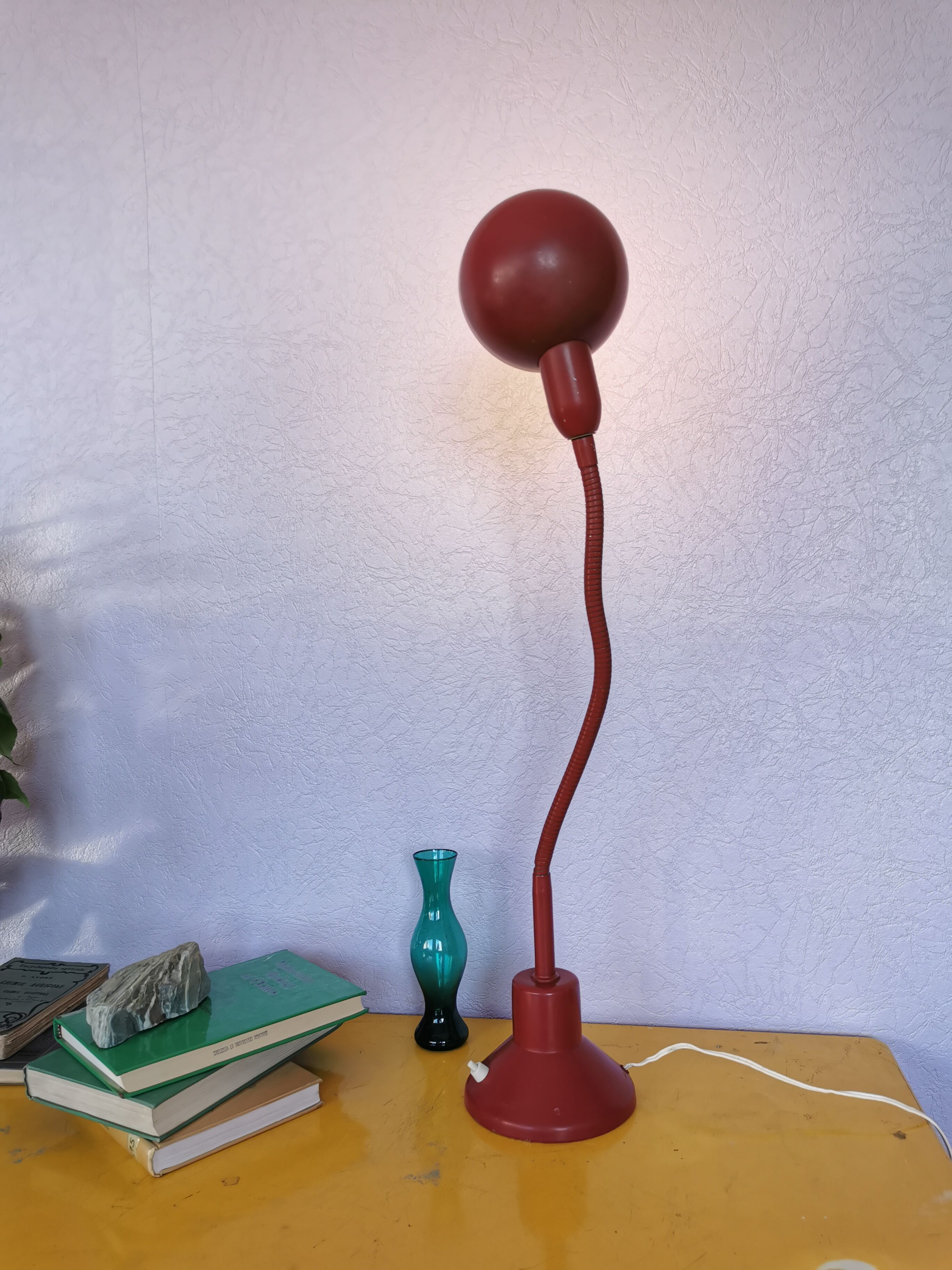 Burgundy flexible casserole lamp, 1960