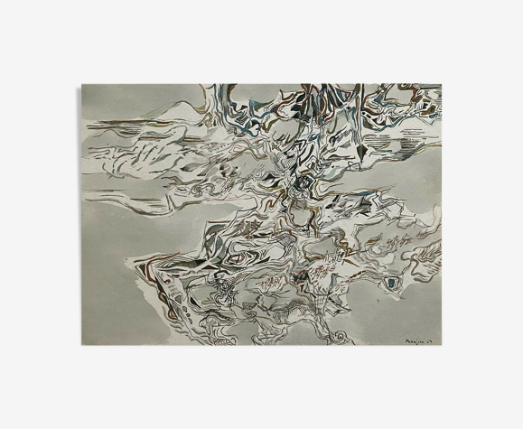 Technique mixte signée Jacques de Panafieu 1964