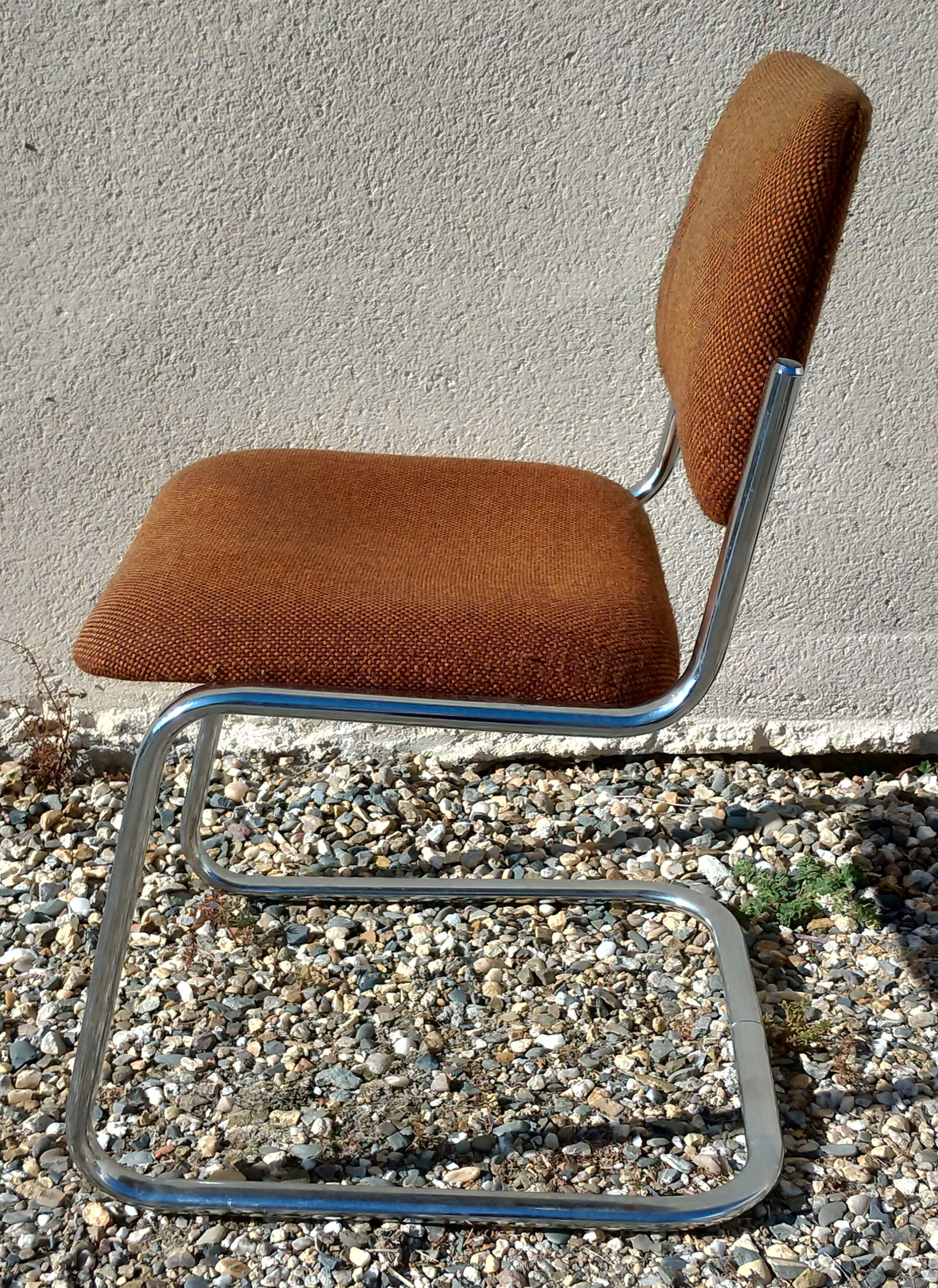 70s chrome and fabric conference chair