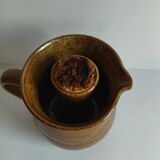 Enameled stoneware pitcher with ice cube tray - vintage