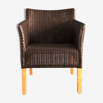 Flamingo armchair in natural wicker painted black