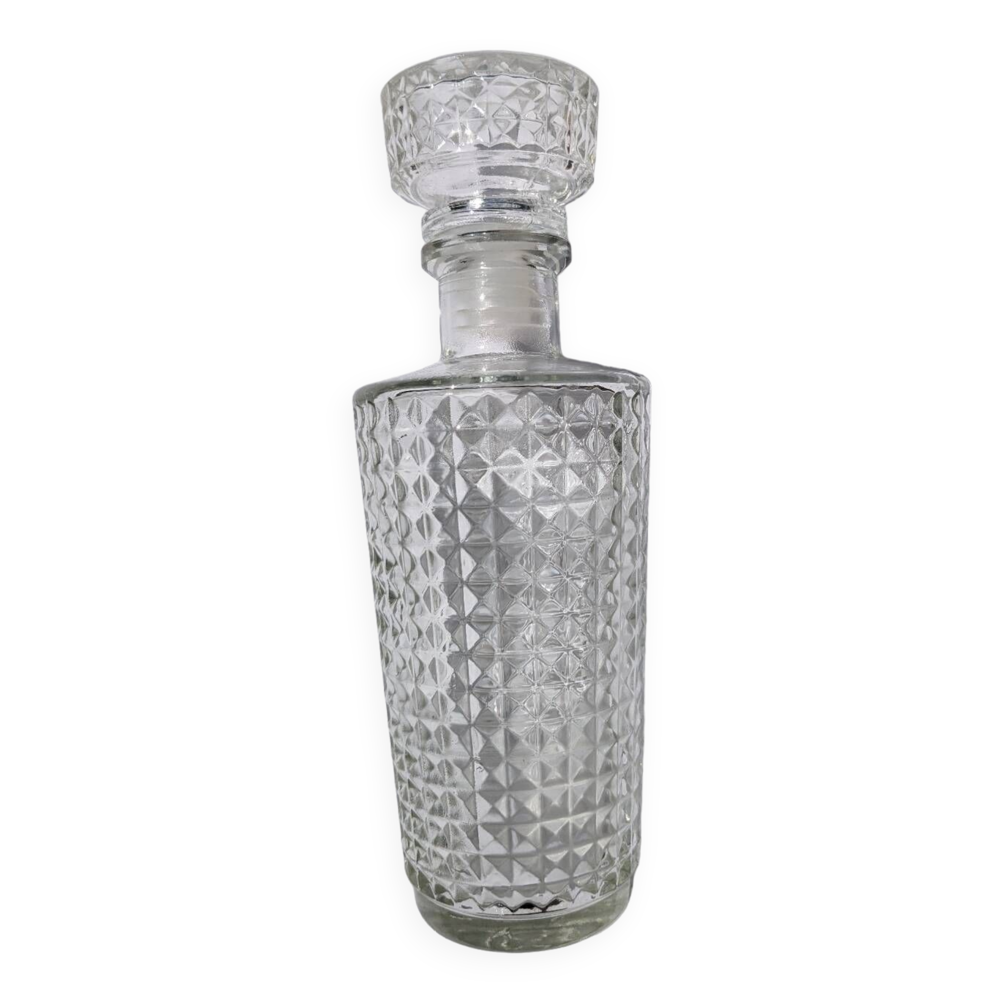 Old relief glass carafe with stopper