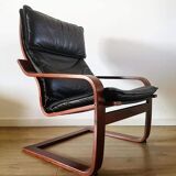 Poang armchair by Noboru Nakamura in black leather