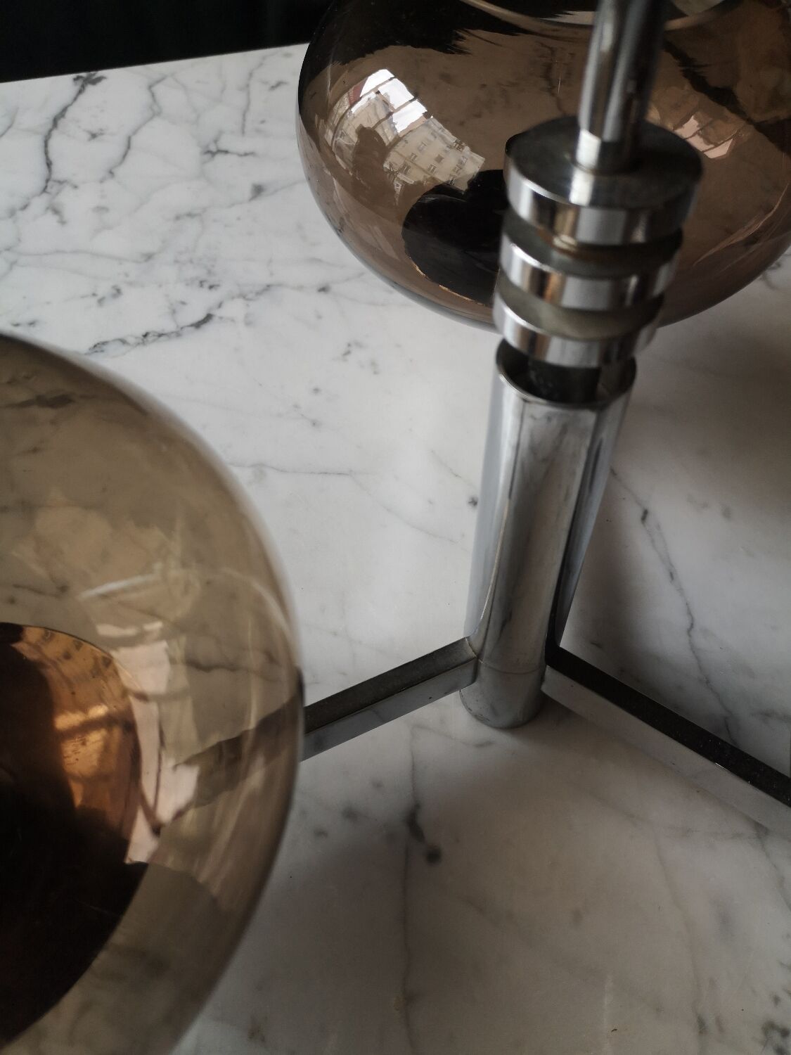 suspension in chrome and smoked glass from Sciolari, italy 1970