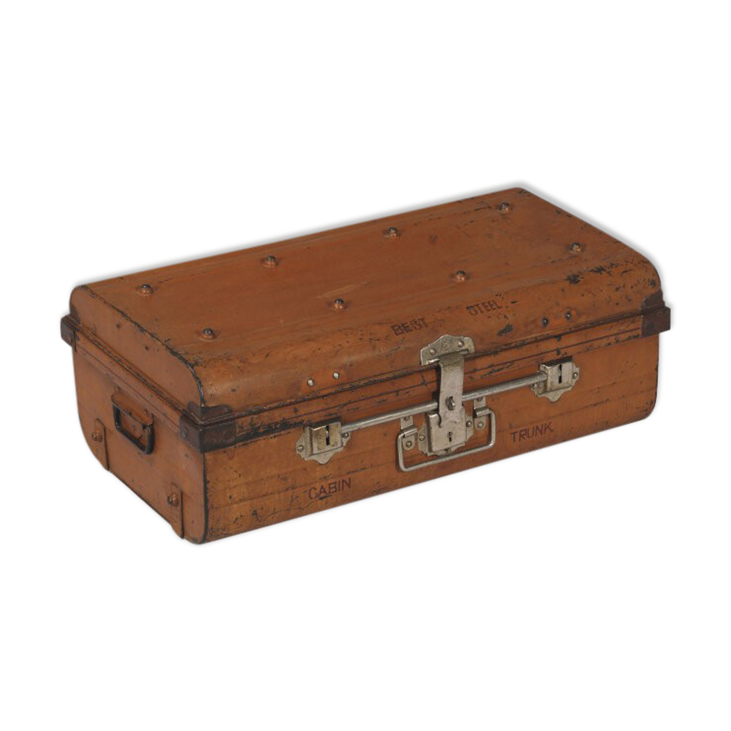Trunk travel indian metal brown victorian period patina and piece of origin 71x41x26cm