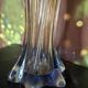 Murano glass vase, blown, gradient red, original antique label.