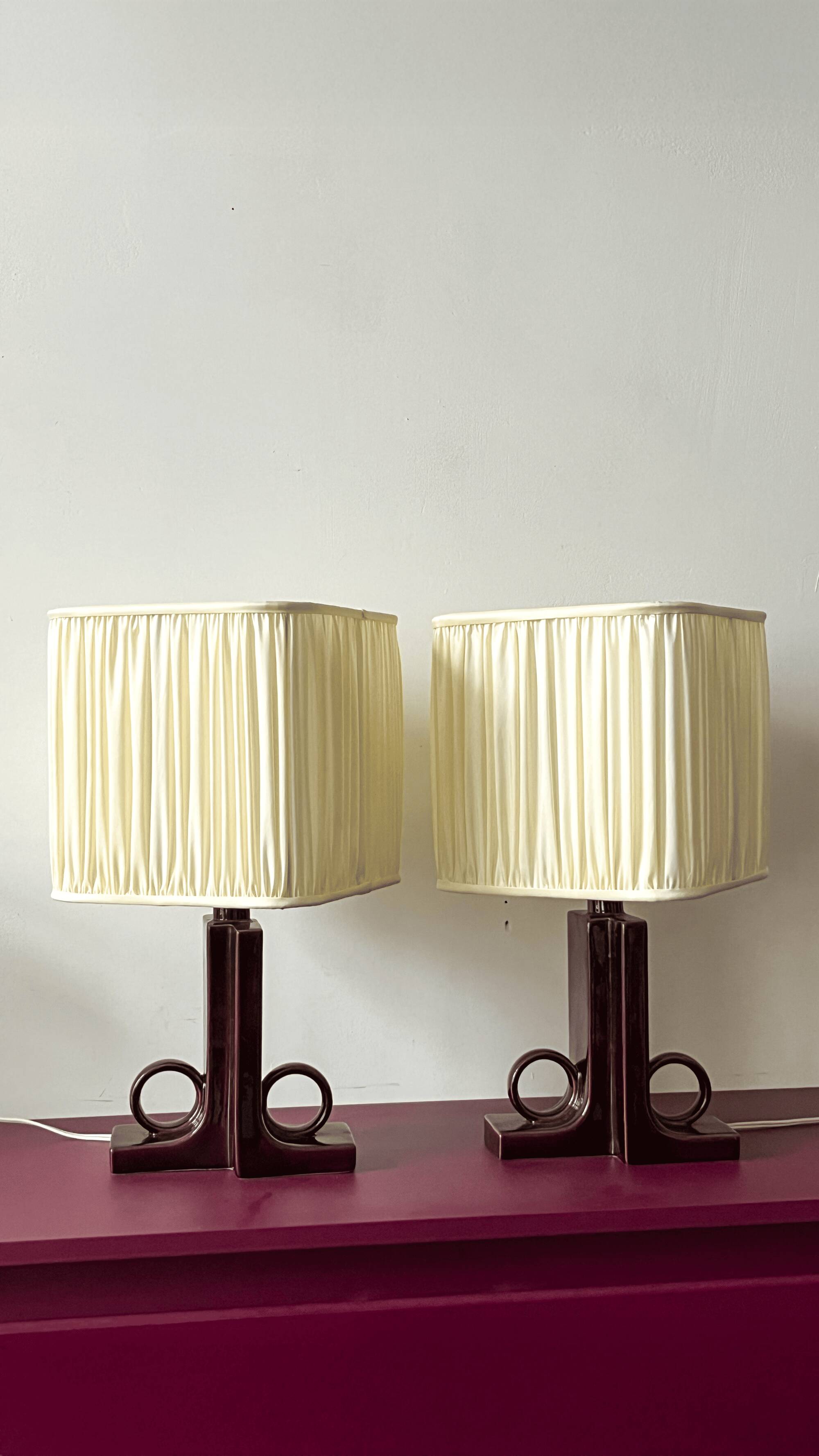 Pair of ceramic lamps