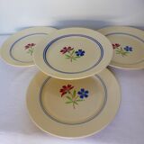 Set de 4 assiettes plates vintage de la manufacture de K&G Luneville modèle Mat 210133