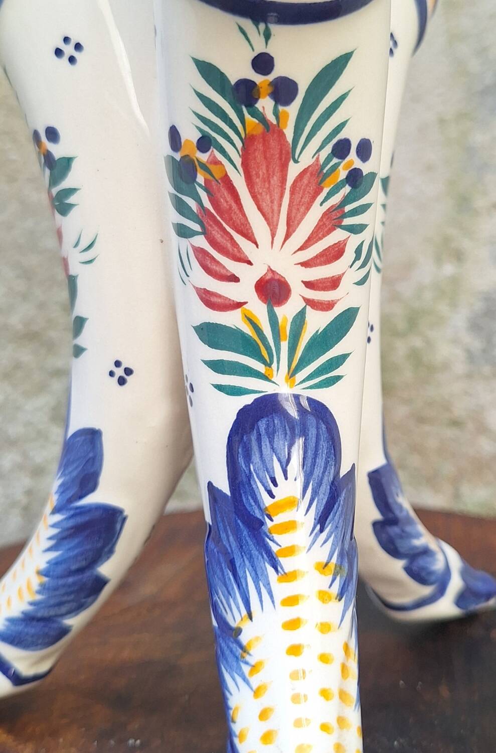 Quimper earthenware tricorn vase