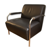 Fauteuil en cuir marron industriel