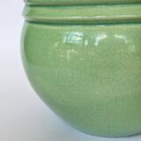Pot vintage en céramique craquelée vert jade