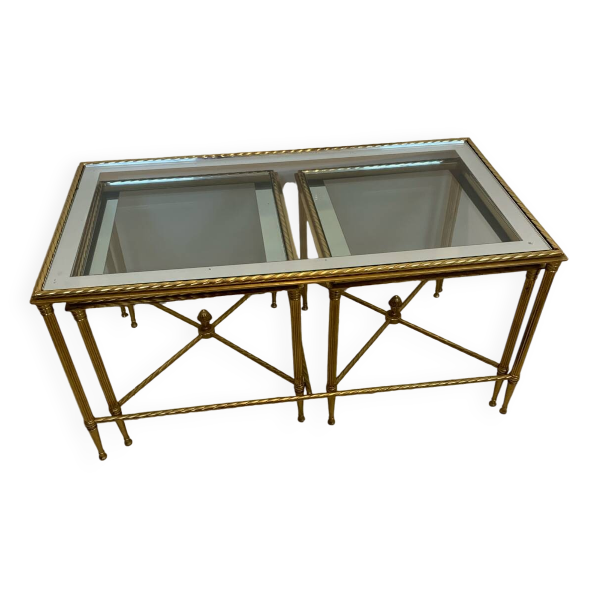 Vintage brass and glass nesting table