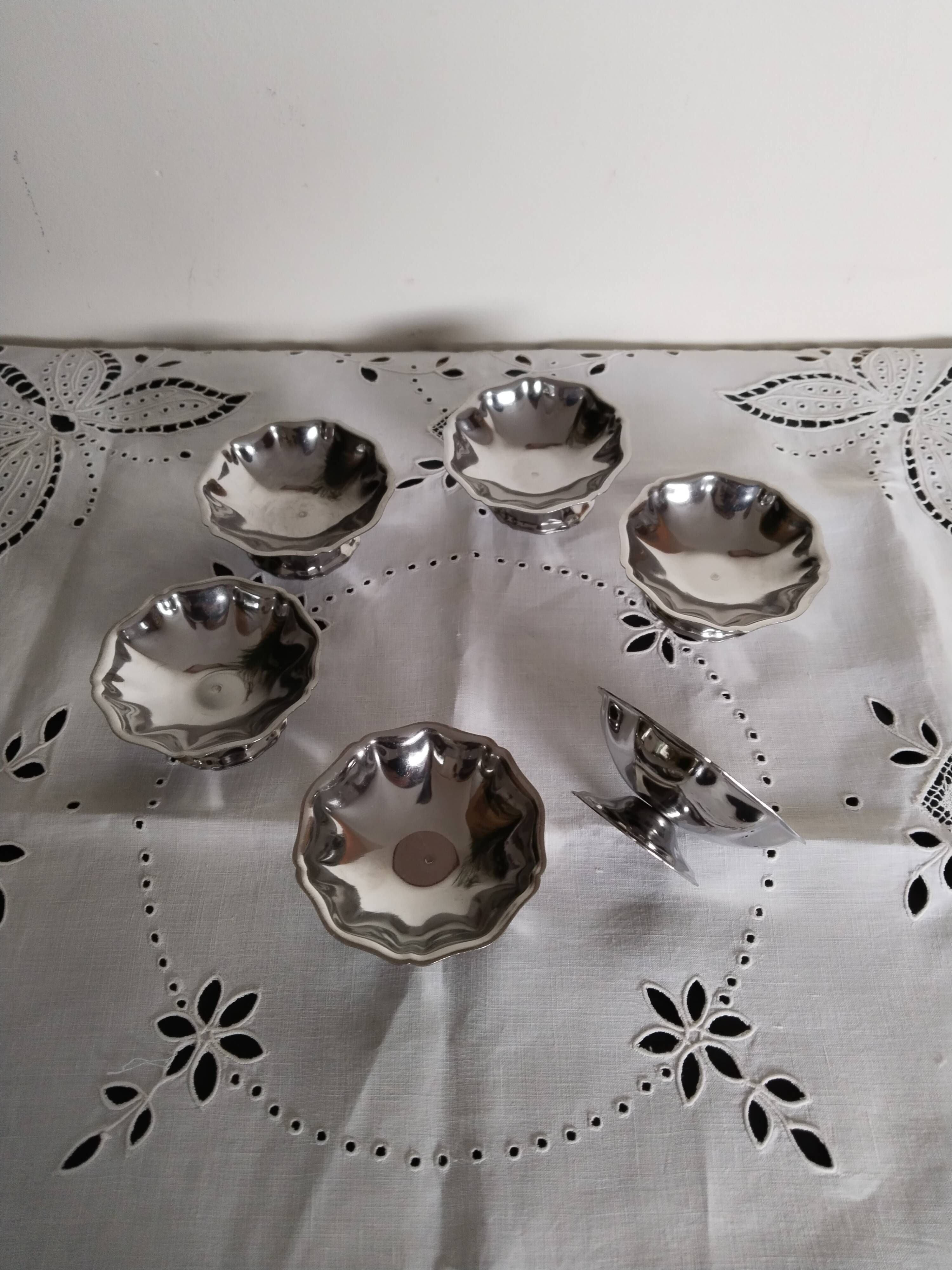 Ice cream or sorbet cups, vintage, in 18/10 stainless steel, 1970s