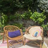 Pair of rattan armchairs