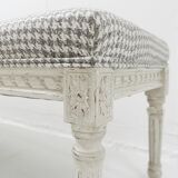 Louis XVI style wooden bench with carved rosettes