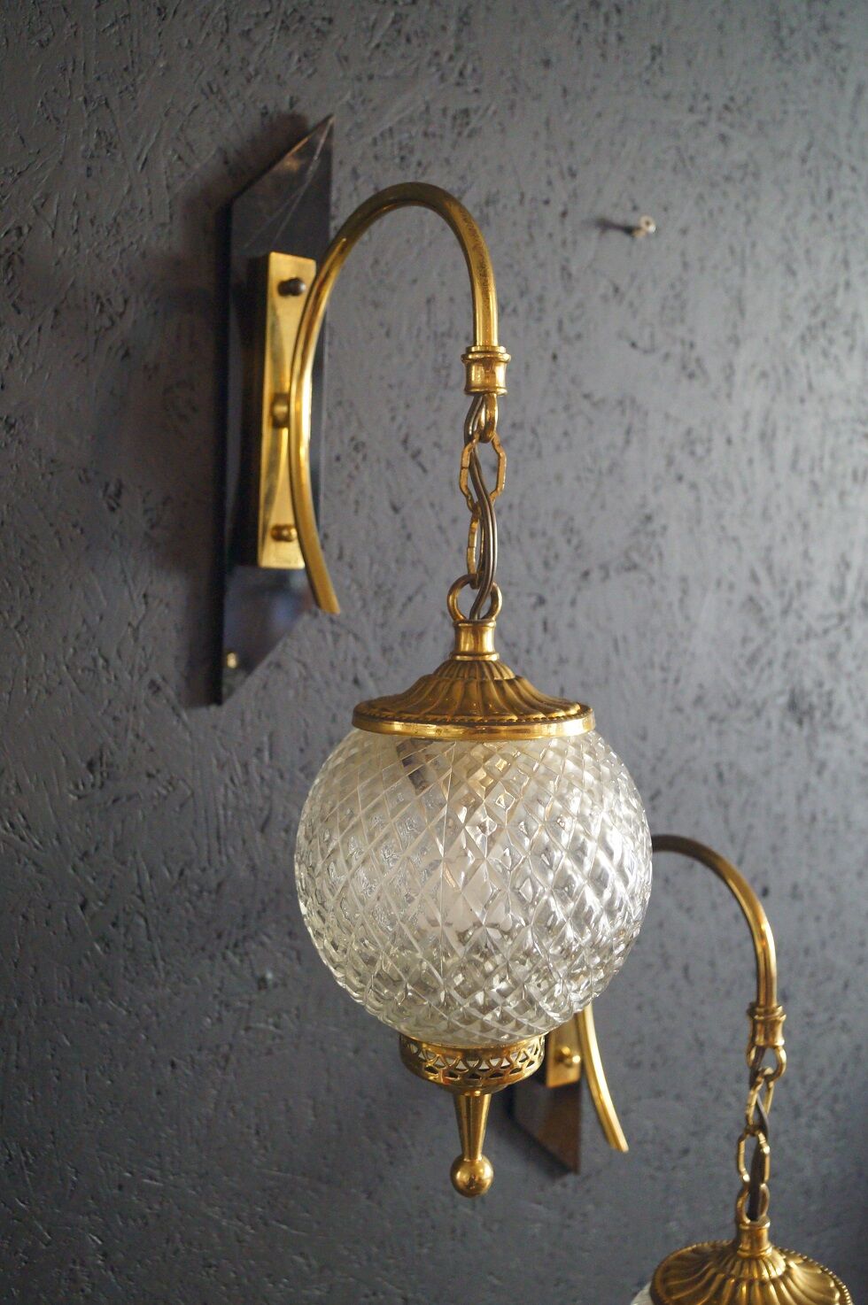 Pair of 1960 brass wall lamp