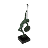 Art Deco Sculpture Trumpet Dancer "Jericho" By Guerbe