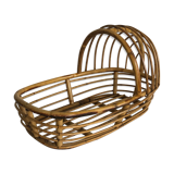 Rattan doll couffin, vintage toy