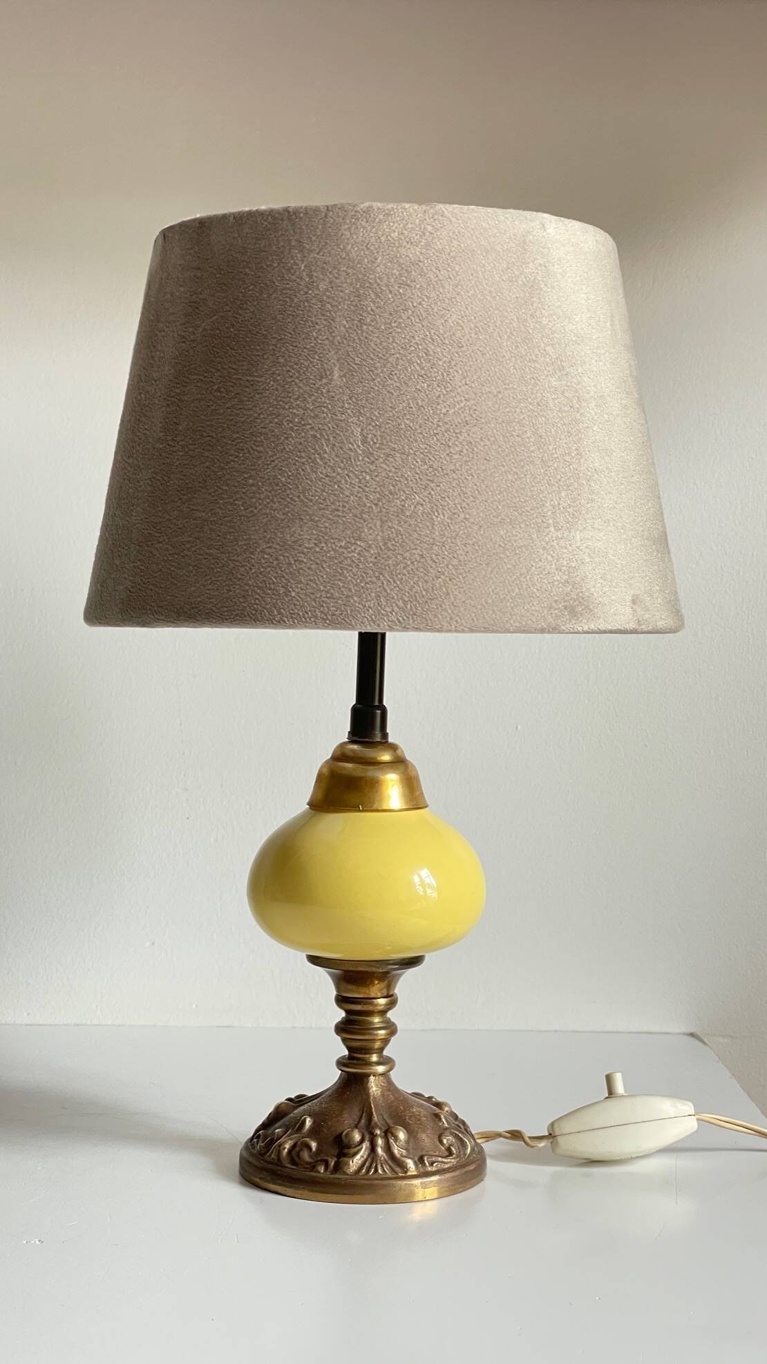 Old ceramic and bronze lamp