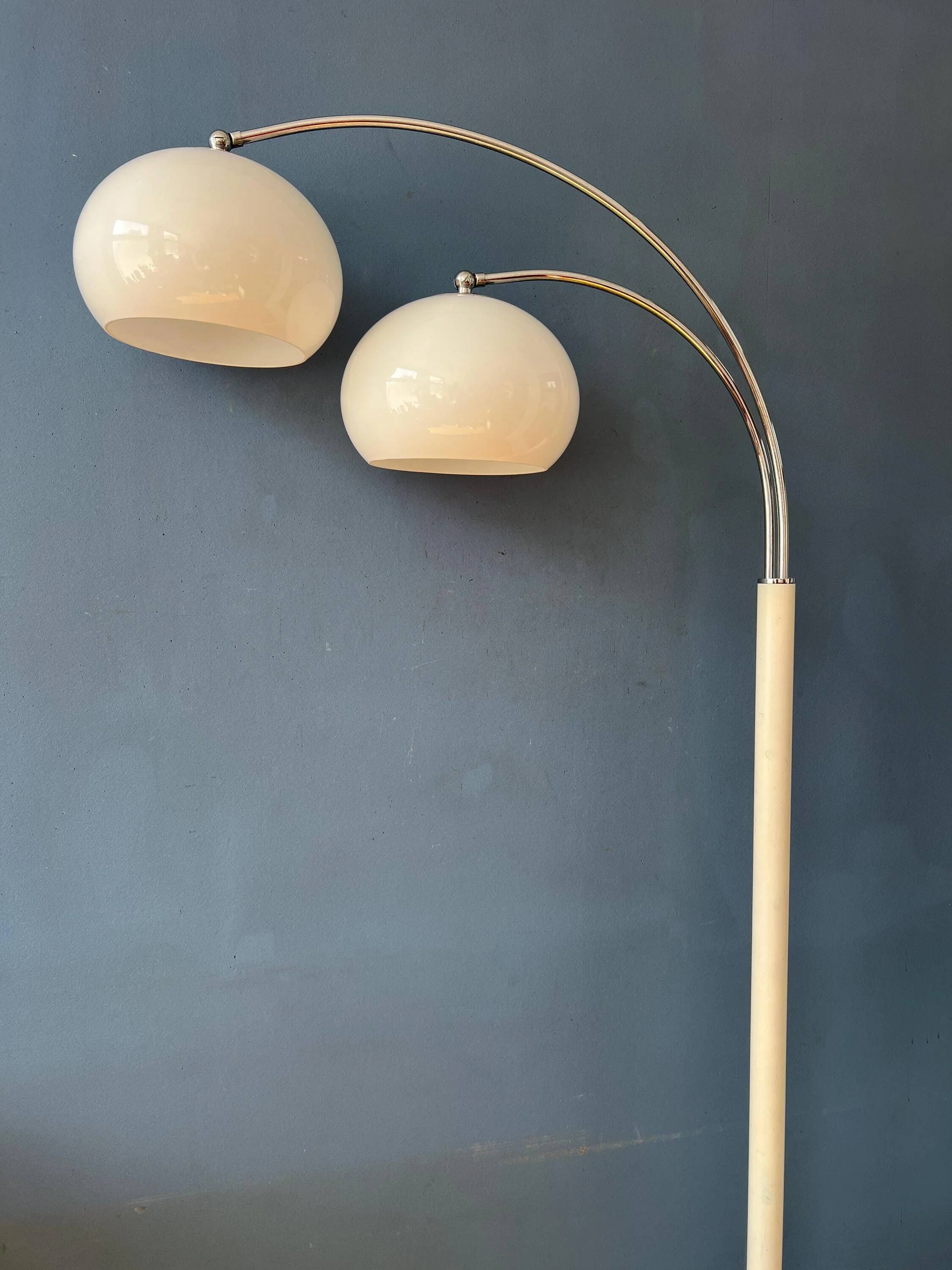 Space Age Dijkstra double arc white mushroom floor lamp