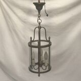 Brass lantern and original electric wire glass size: height -60cm- diameter -16cm-