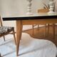 Vintage table in aqua Formica with extensions – Wooden legs