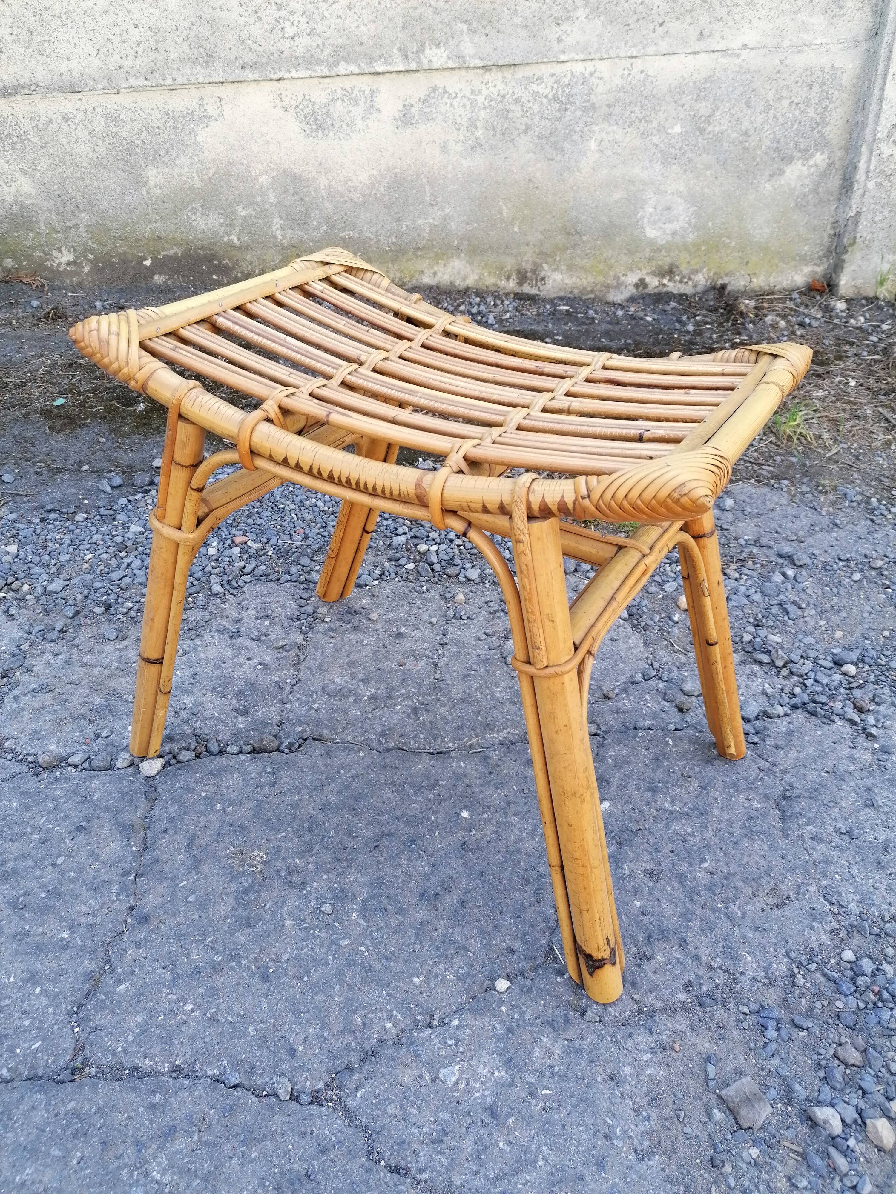 Stool bench feet compass bamboo rattan vintage