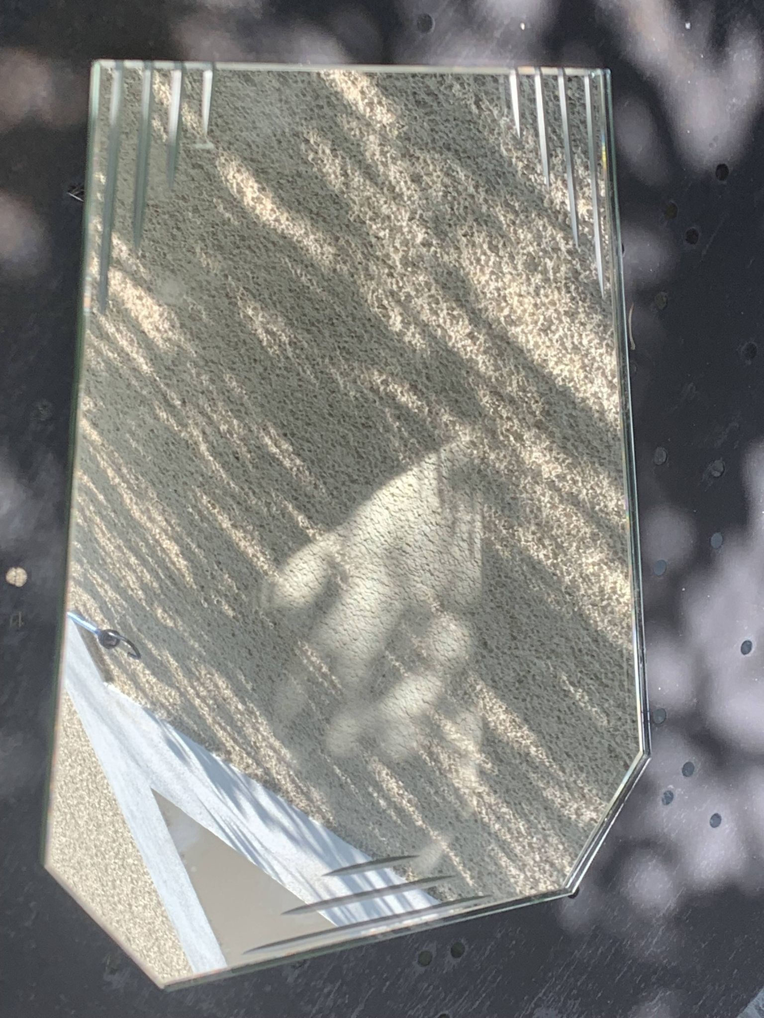 Miroir, centre de table, à poser, biseaute et ciselé, art deco