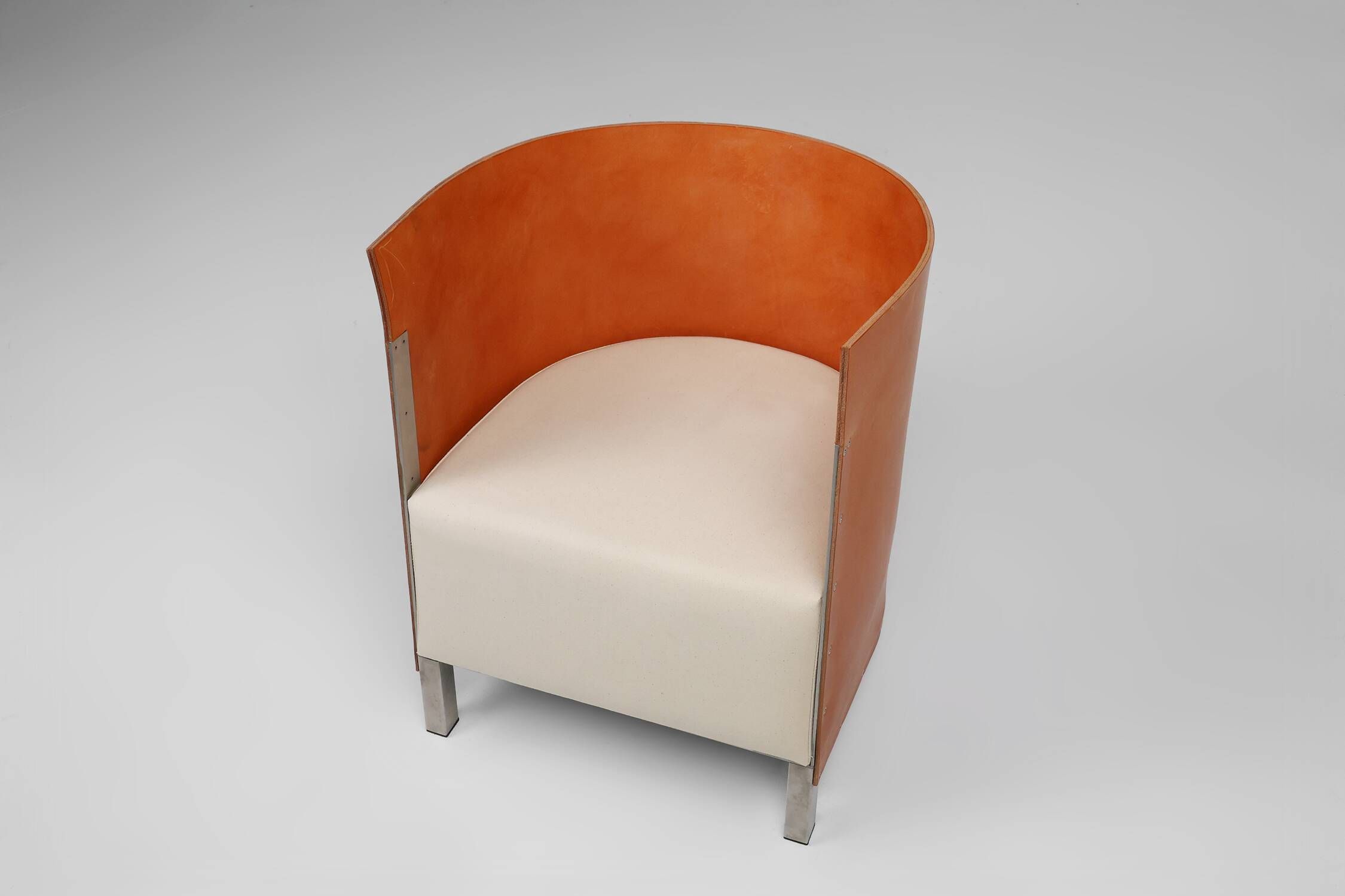 Maarten van Severen S88 easy chair in saddle leather and steel, Belgium 198