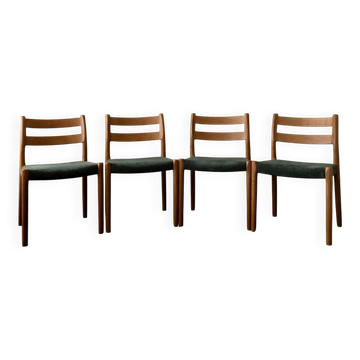 Vintage Danish Dining Chairs Model 84 Oak Niels O. Møller, 1960s, Set of 4