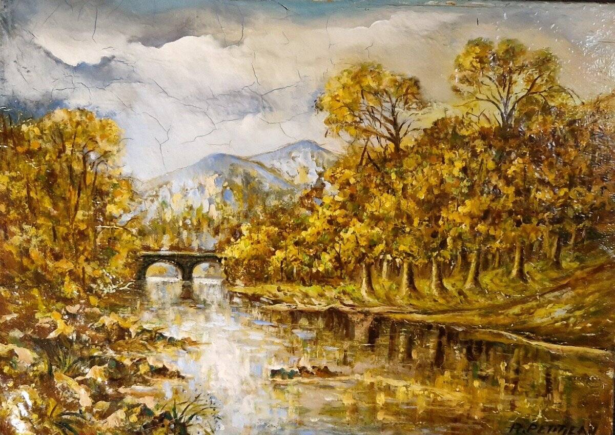mountain valley painting