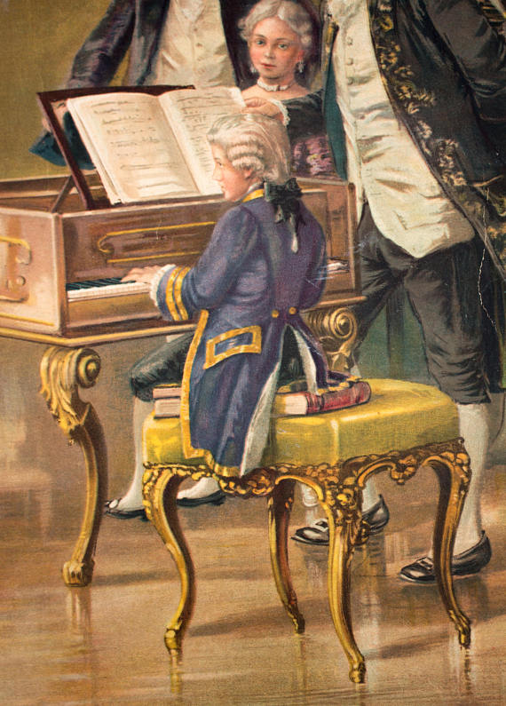 Poster Maria Theresia "The Young Wolfgang Amadeus Mozart" Educational Grid, Published by Friedrich Sperl 1949