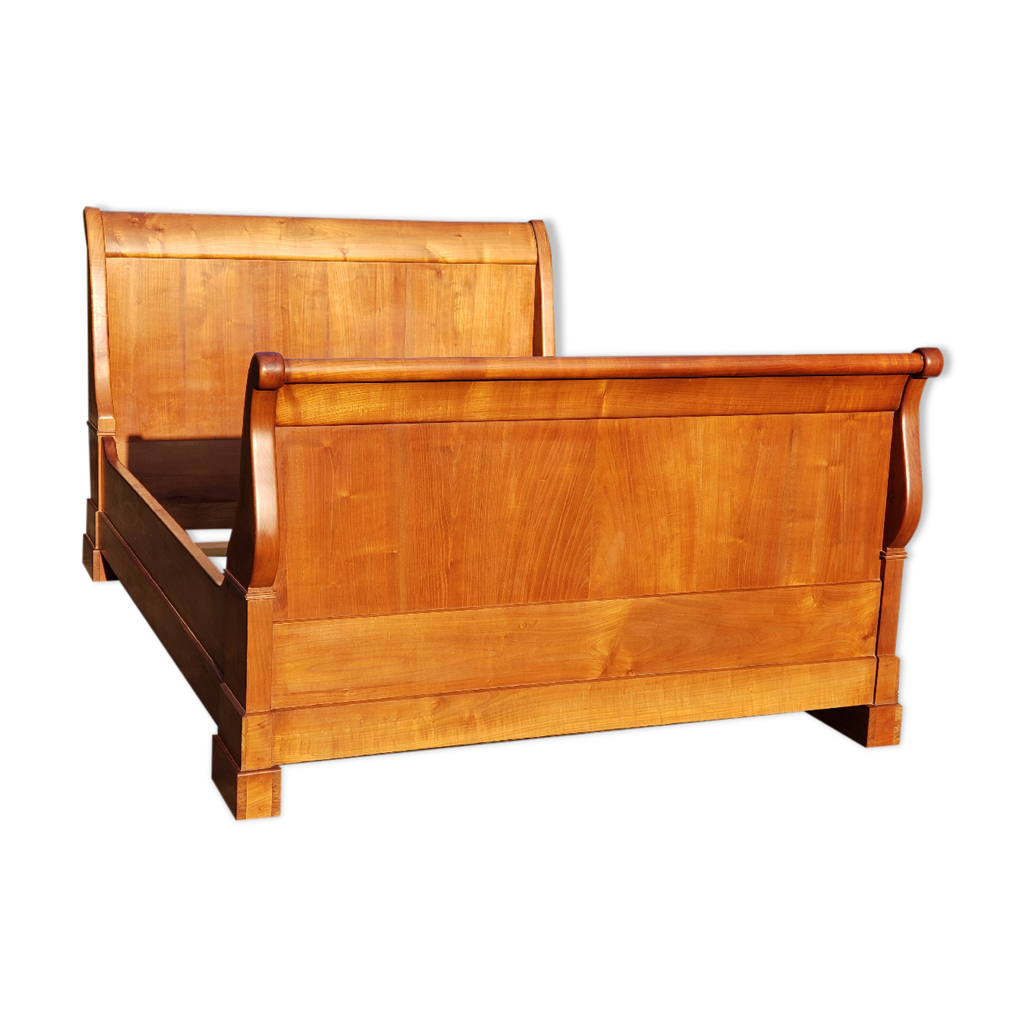 19th century walnut roller boat bed