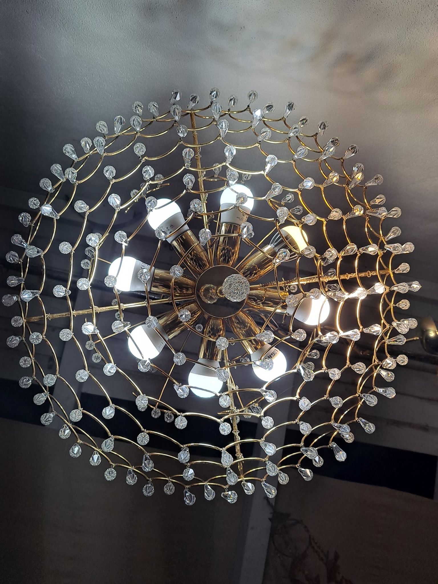 Lustre en cristal italien vintage 8 lumières
