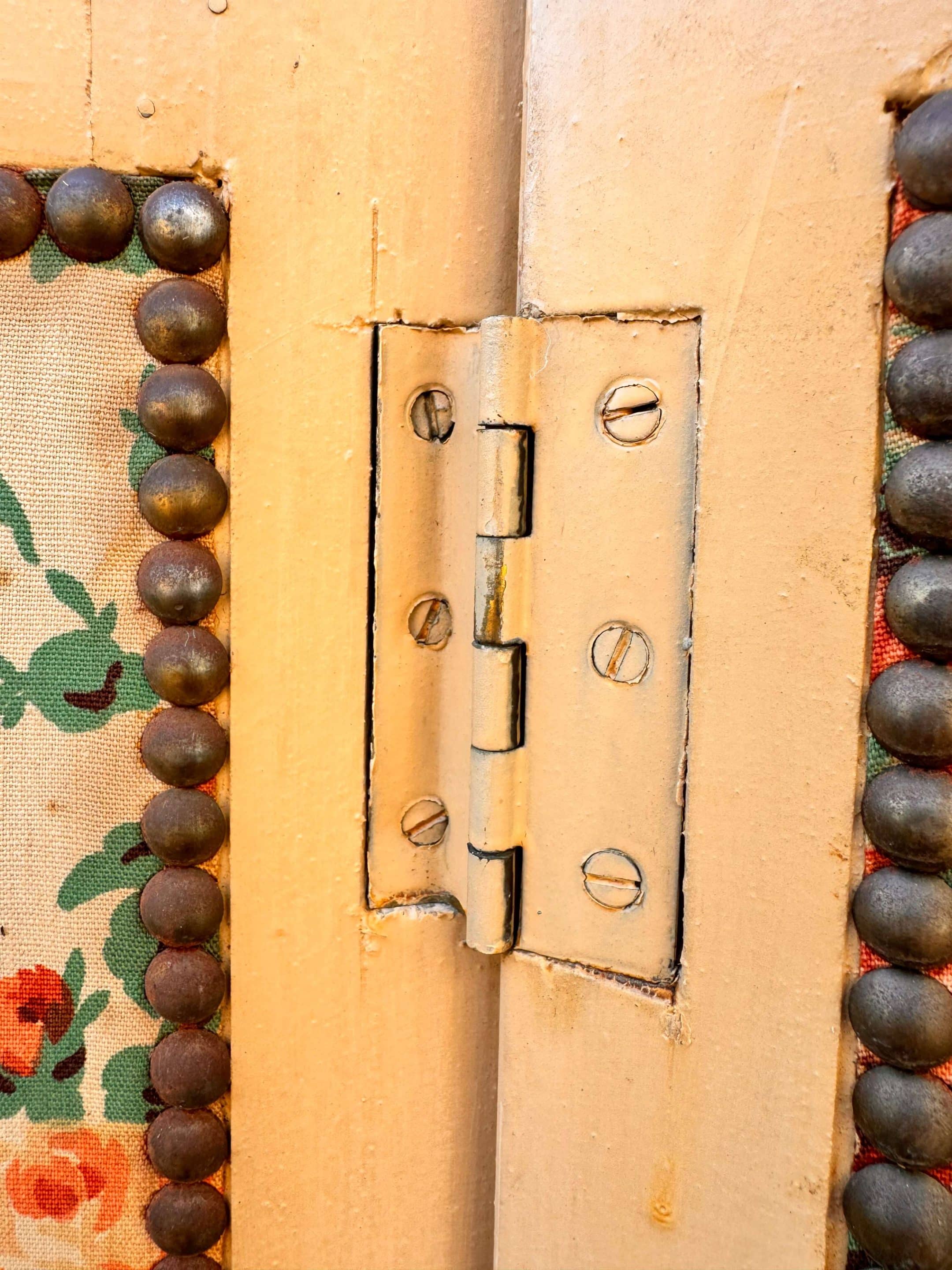 Antique 4-panel floral screen