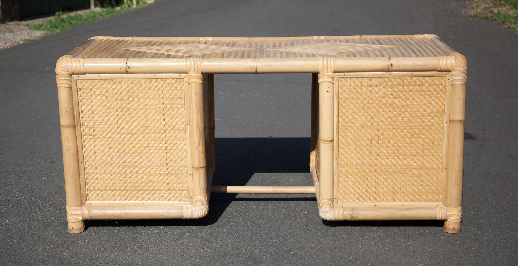 Bamboo desk, large drawer desk with chair, storage, bamboo furniture, interior decoration