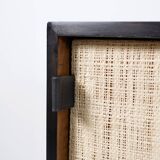 Enfilade florence knoll model 116 wood leather and raffia 1960