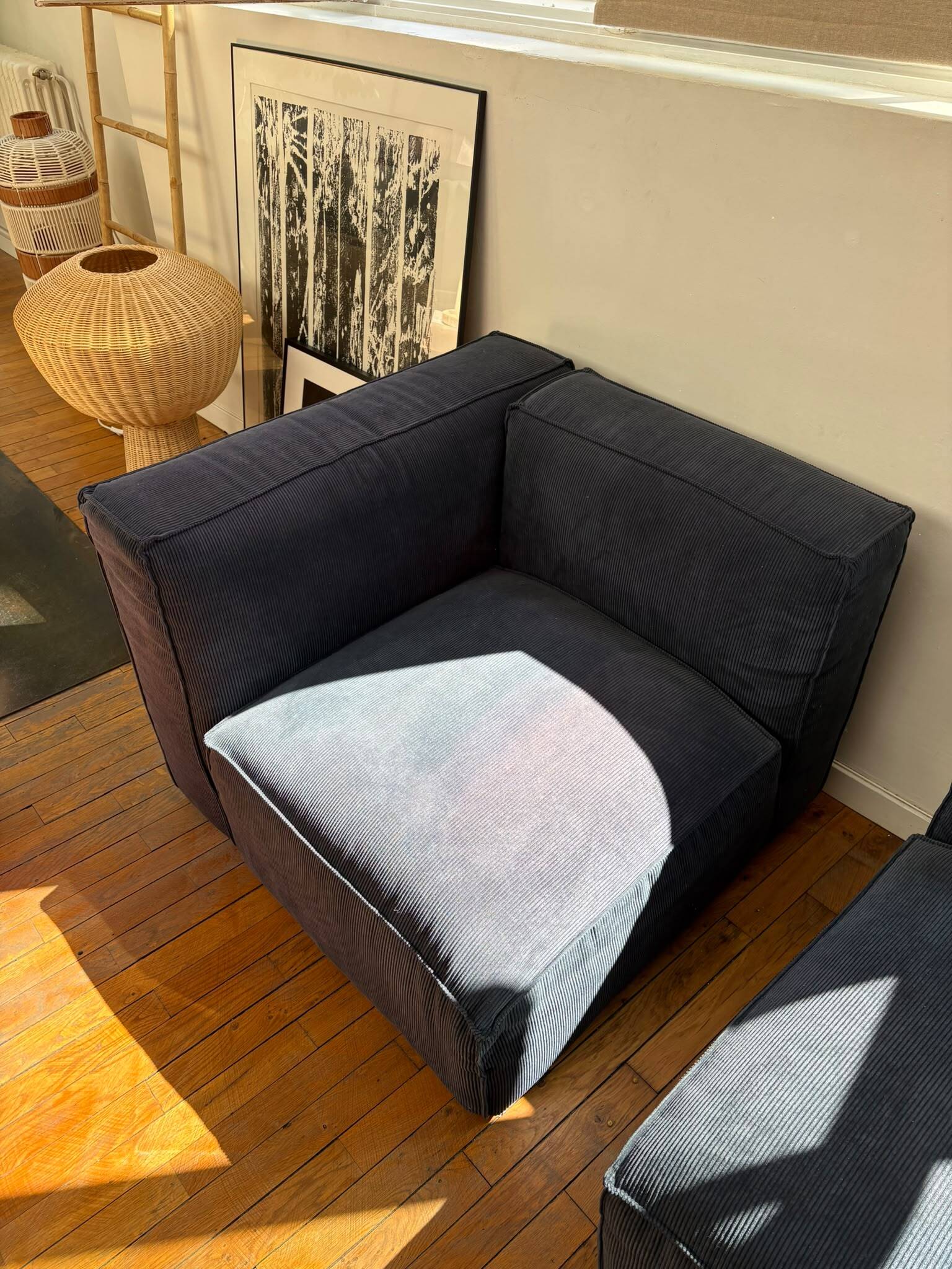 Canapé modulable AMPM en velours bleu