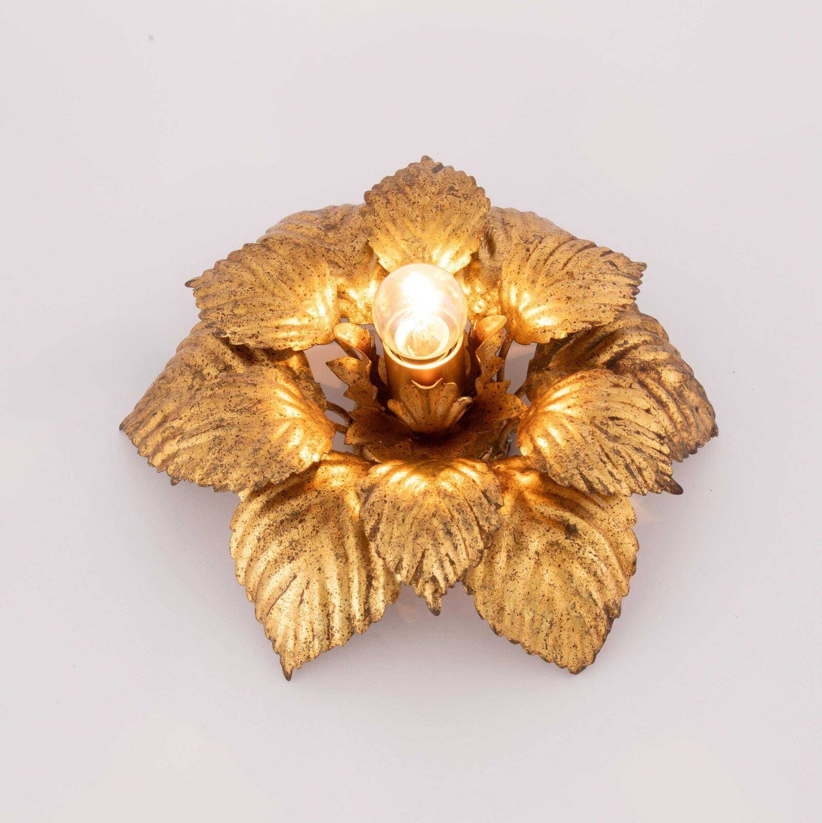 Vintage Italian Gold Leaf Flush Mount Or Wall Sconce