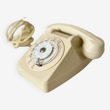 Téléphone fixe vintage Socotel S63 à cadran rotatif couleur crème