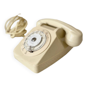 Téléphone fixe vintage Socotel S63 à cadran rotatif couleur crème