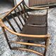 2-seater rattan sofa with vintage velvet cushions from the 70s