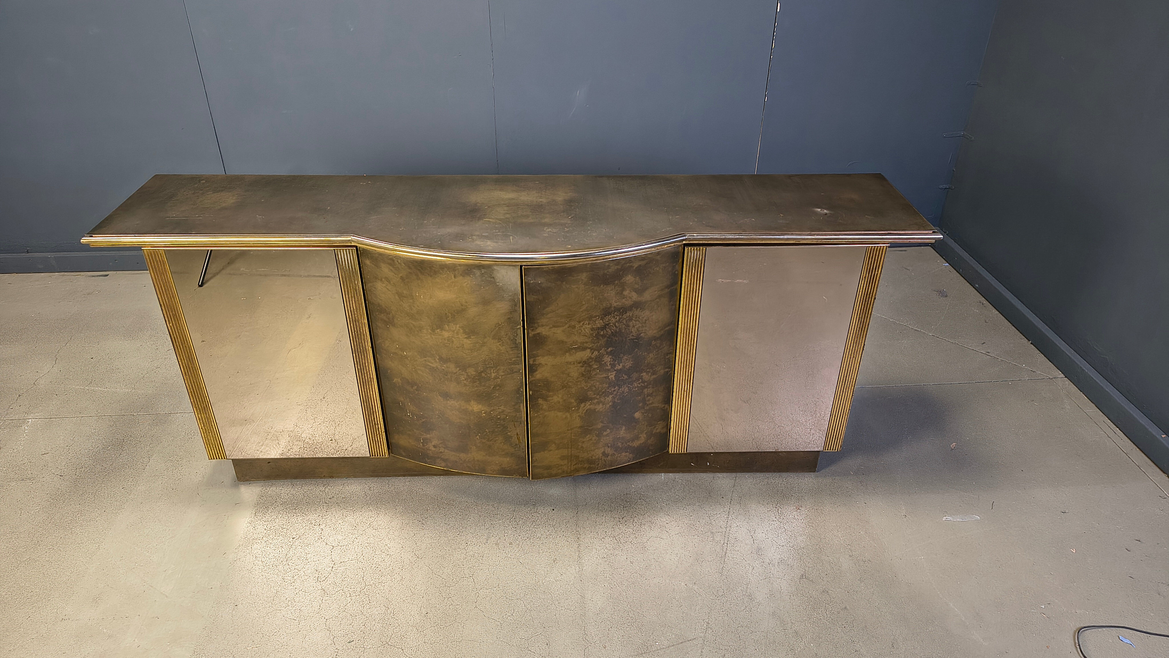 Brass credenza by Belgochrom, 1980s